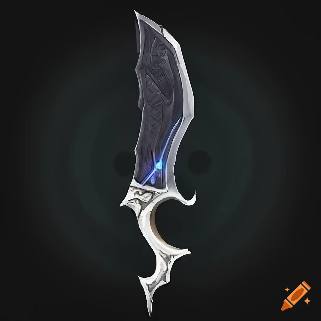 Mythic straight elite scimitar weapon with geometric design on black background