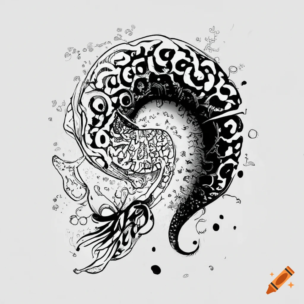 Detailed black and white doodles with clear thin lines