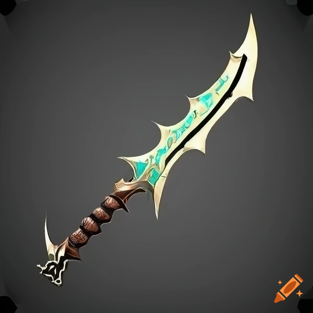 Mythic straight elite poison scimitar weapon with geometric design on black background
