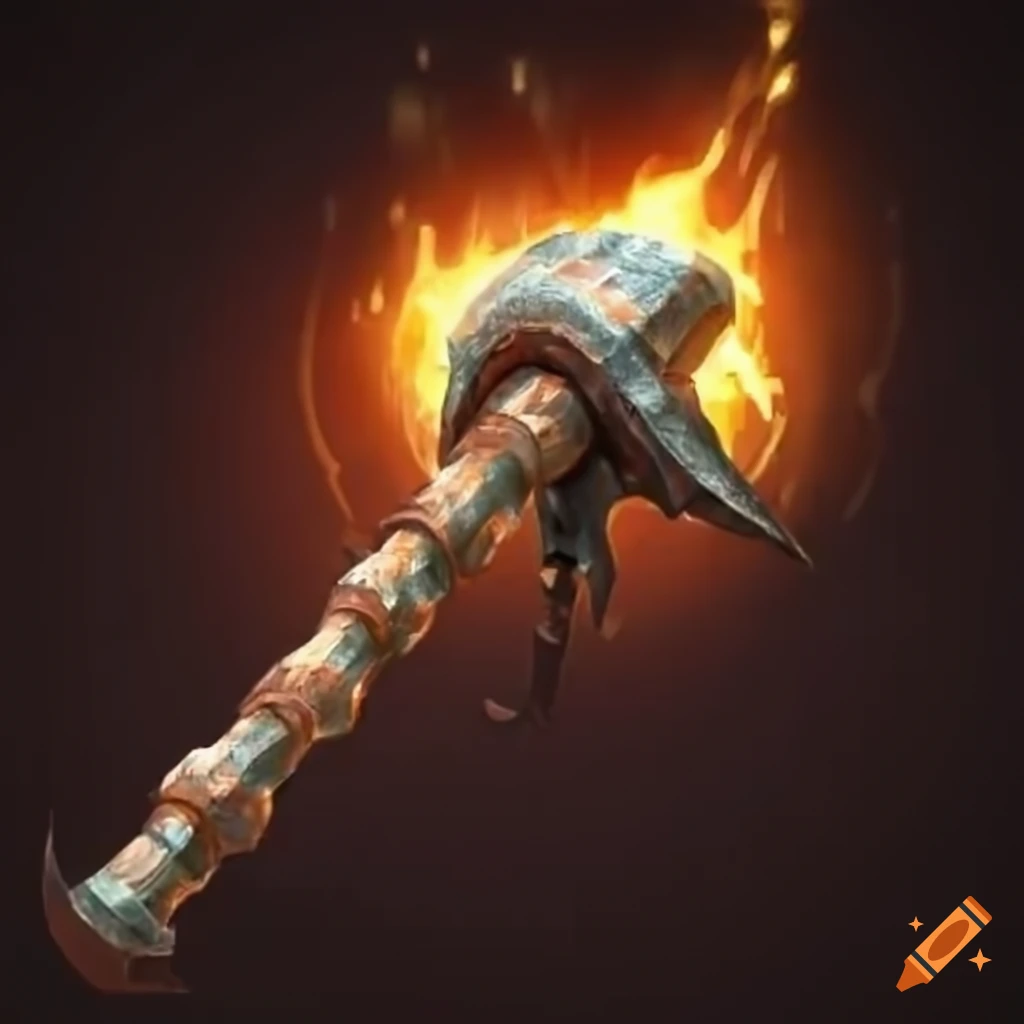 Powerful battle-worn divine hammer emitting heat and energy