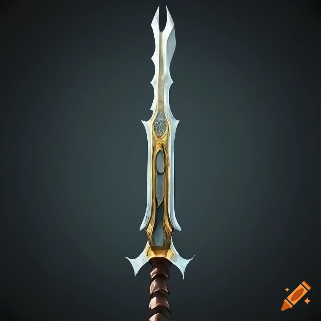 Mythic elite sword weapon with vertical symmetry on black background
