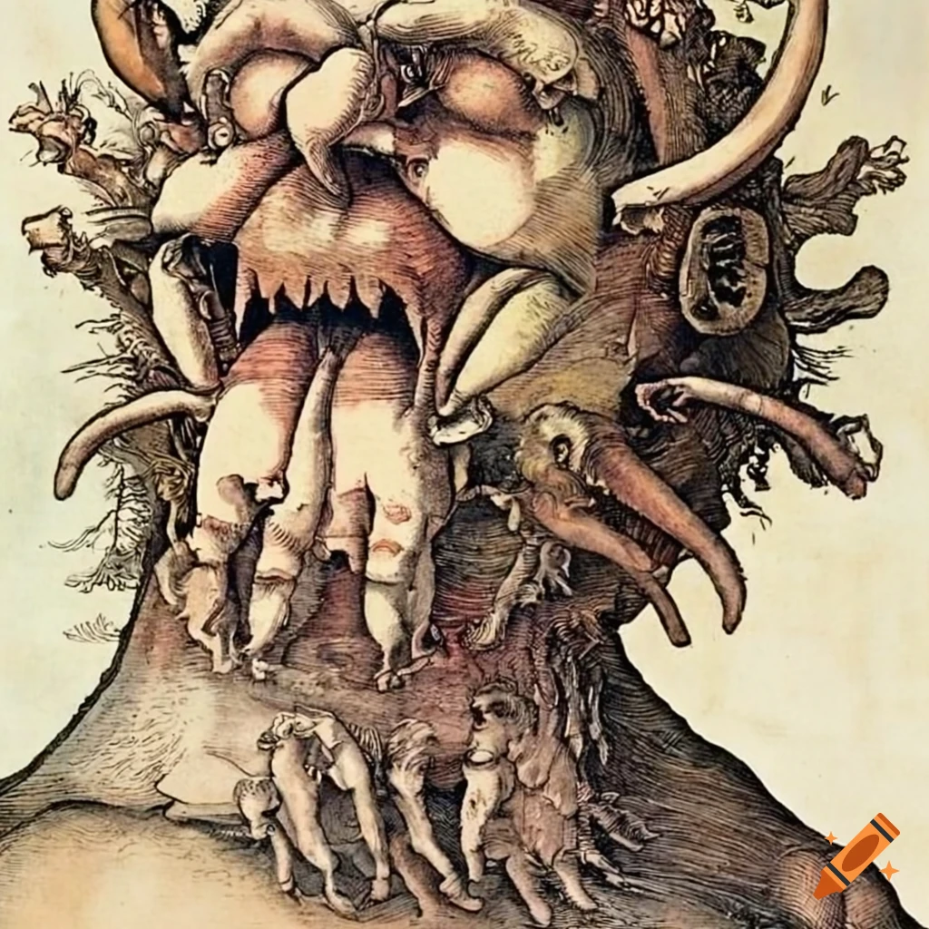 Grotesque panorama engraving by Albrecht Durer