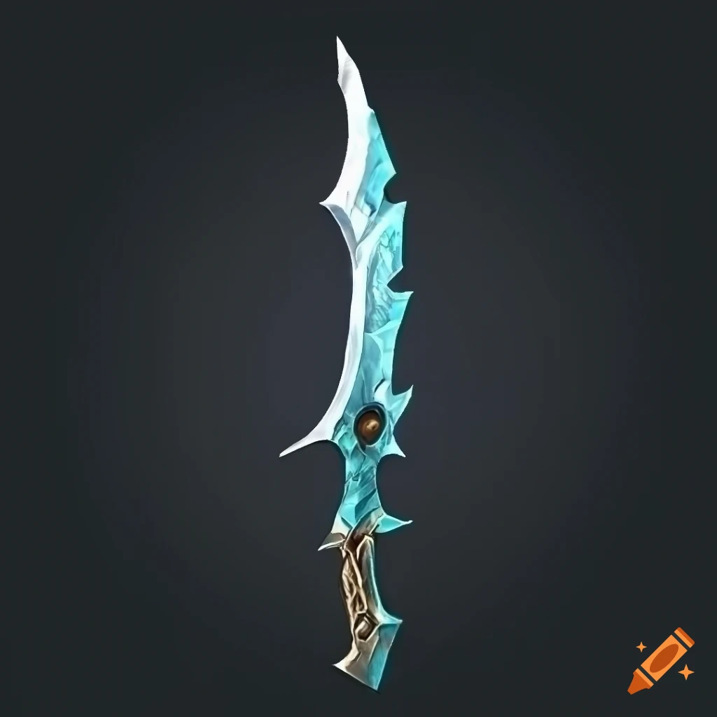 Mythic elite magic scimitar weapon with geometric design on black background