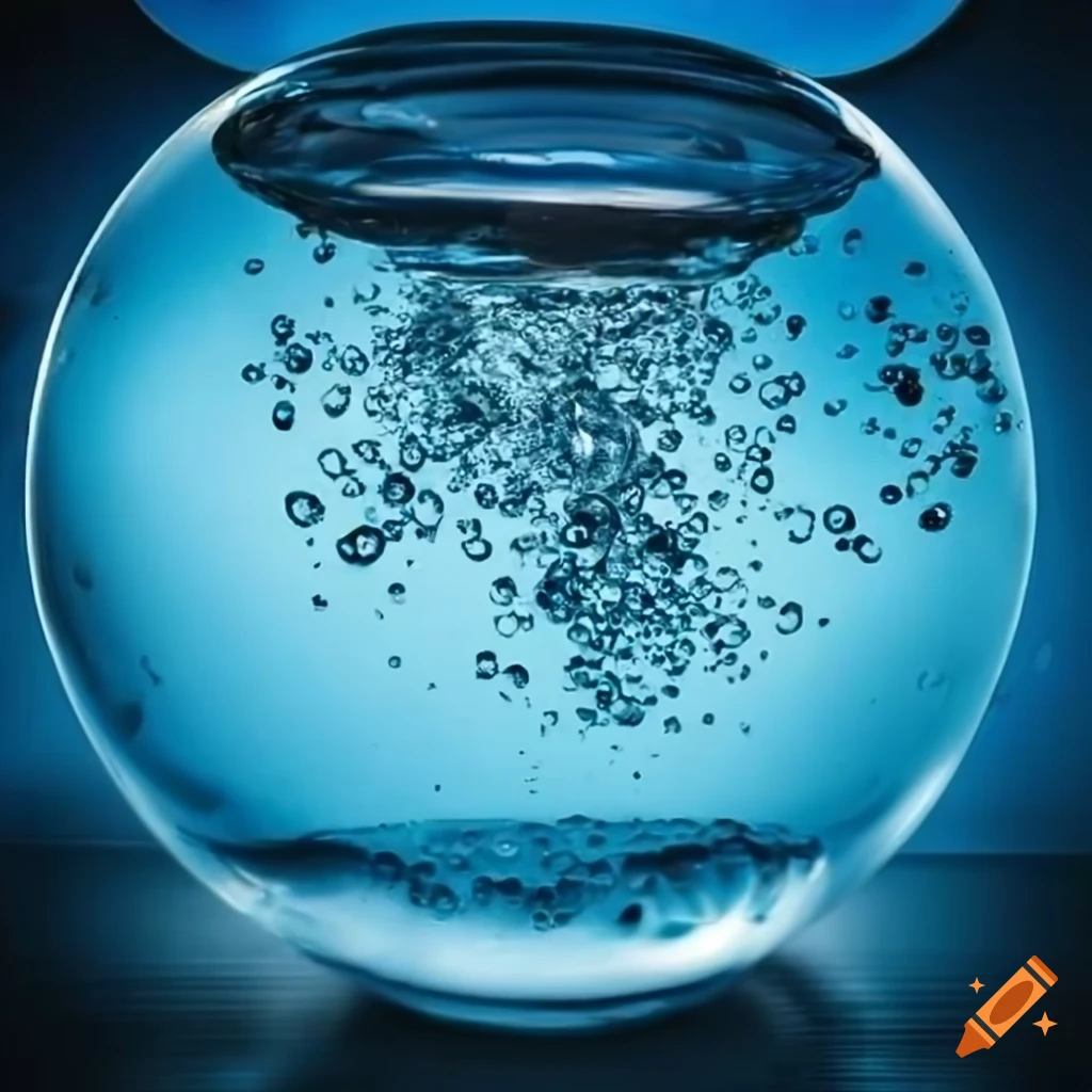 Blue water bubbles in a fishbowl