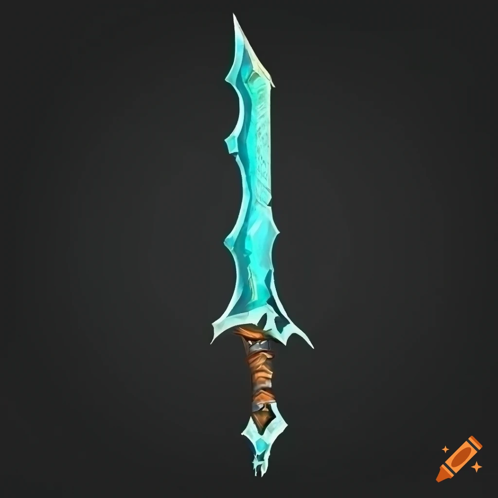 Mythic elite poison scimitar weapon with vertical symmetry on black background