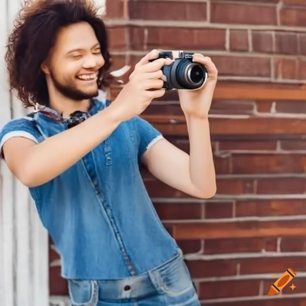 Male photographer capturing a girl in jeans