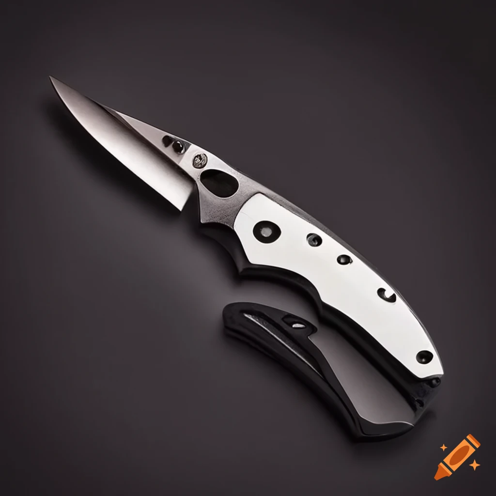 Spyderco jackknife scalpel on dark glass steel table with futuristic Japan style