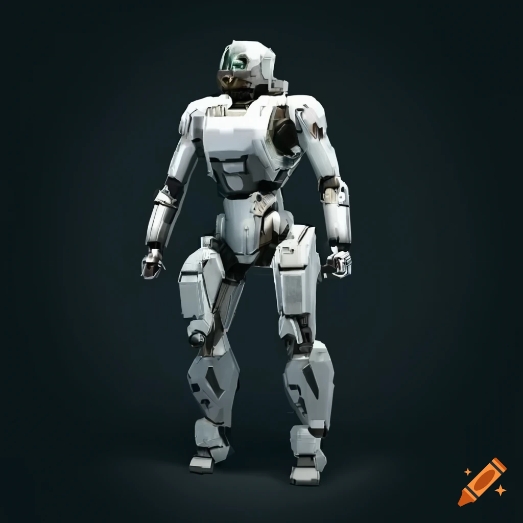 White humanoid recon mech designed for speed without weapons