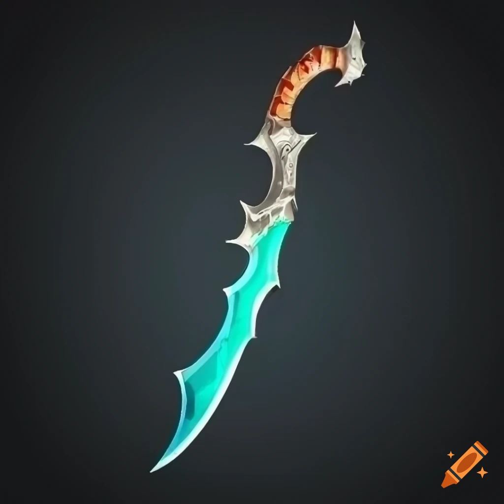 Mythic straight elite poison scimitar weapon with geometric design on black background