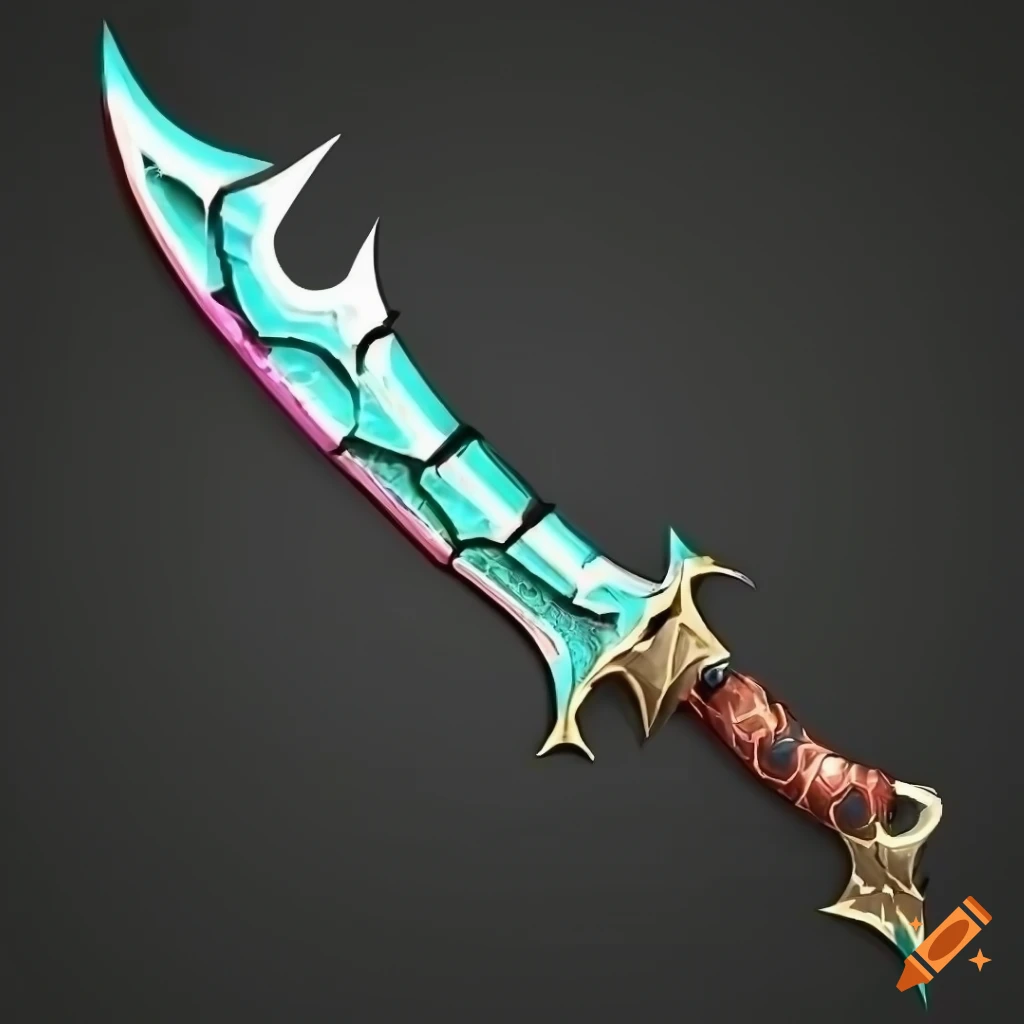 Mythic straight elite poison scimitar weapon with geometric design