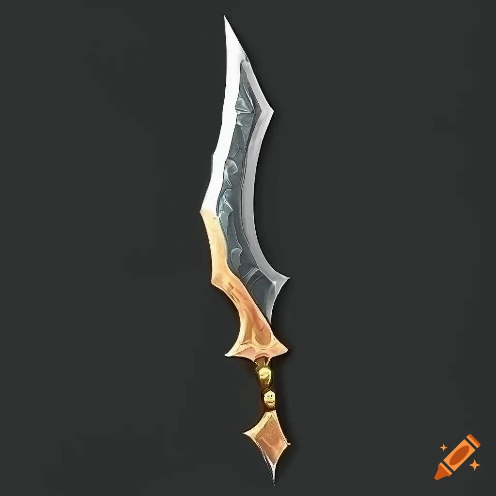 Mythic straight elite scimitar weapon with vertical symmetry on a black background
