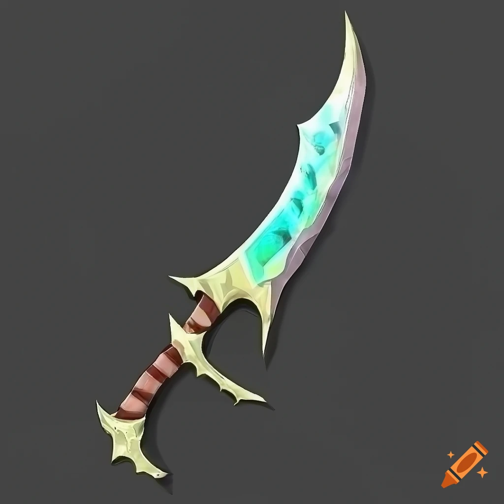 Mythic elite poison scimitar weapon with geometric design on black background