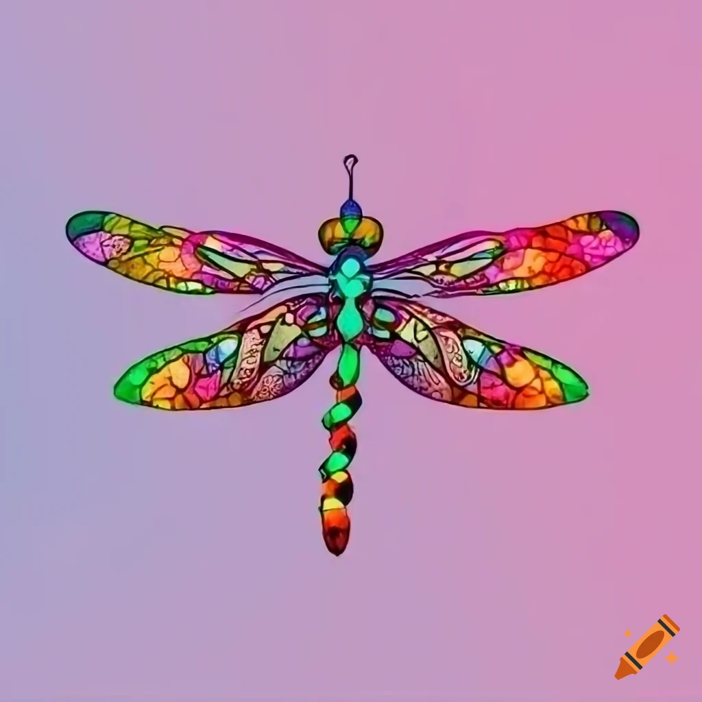 Mandala dragonfly line drawing