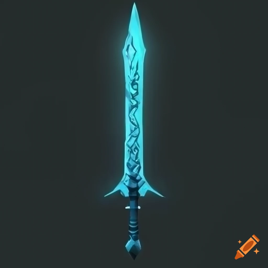 Mythic elite sword weapon with vertical symmetry on black background