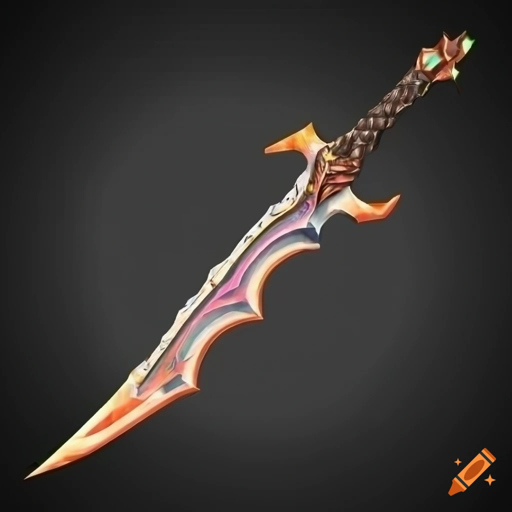 Mythic elite poison scimitar on black background with geometric design