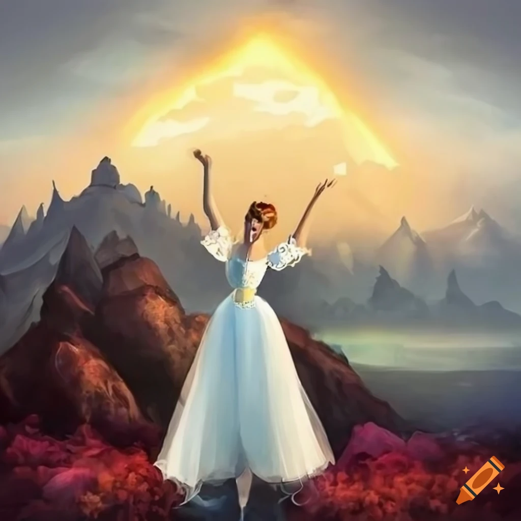 Elegant figure inspired by Giselle Bündchen against an Italian castle backdrop with mountain range