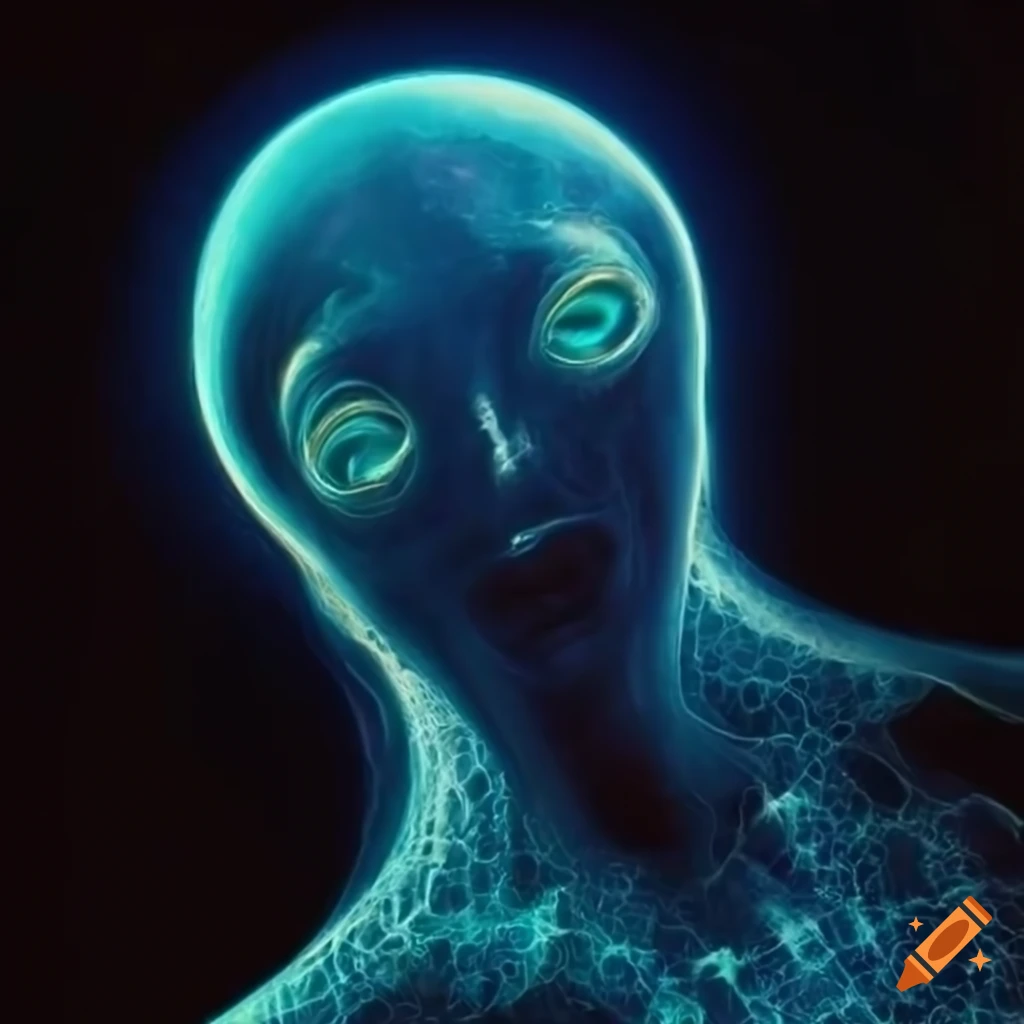 70s sci-fi organic machine art by Akira Toryama with glowing blue alien x-ray