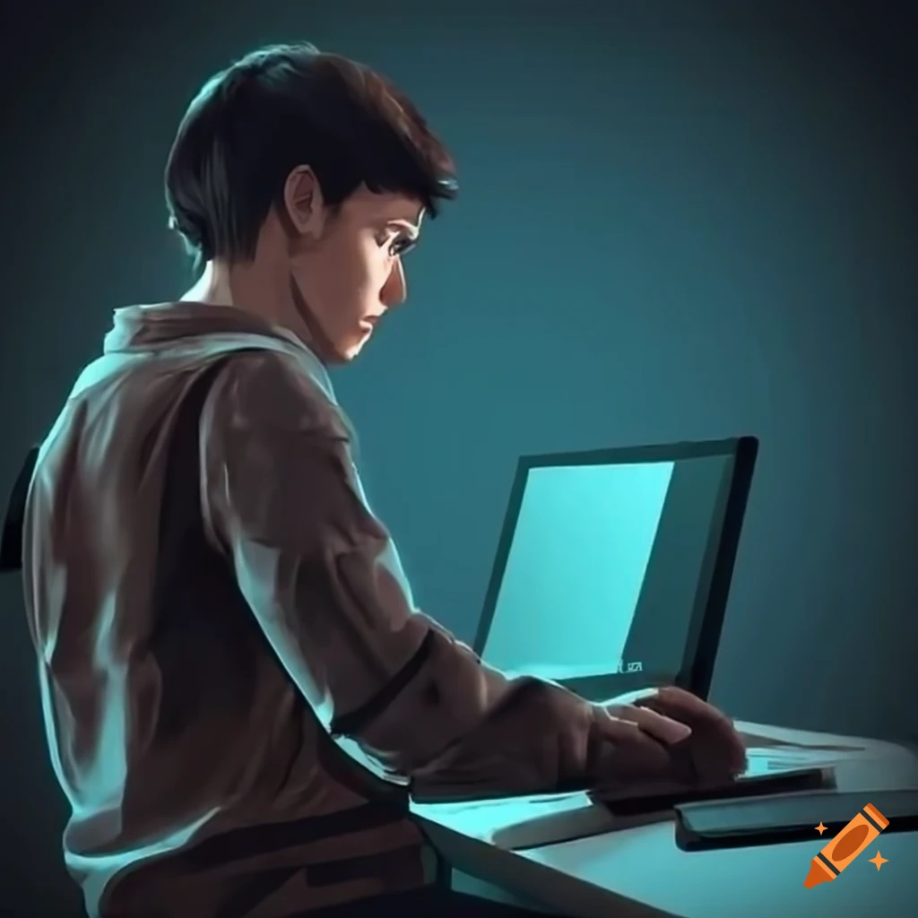 Man using computer on Craiyon