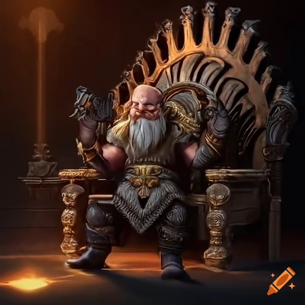 Noble dwarf sitting on a throne