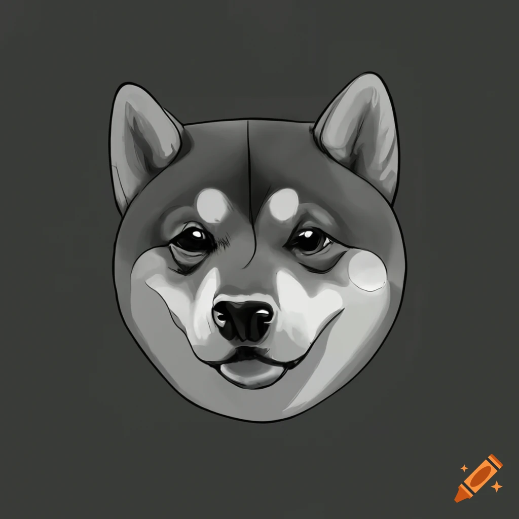 Simple fineline art of a Shiba Inu for coloring book