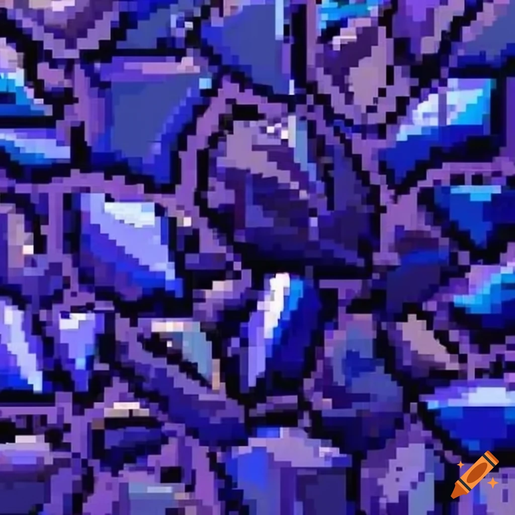Intricate pixel art of Tanzanite mineral texture
