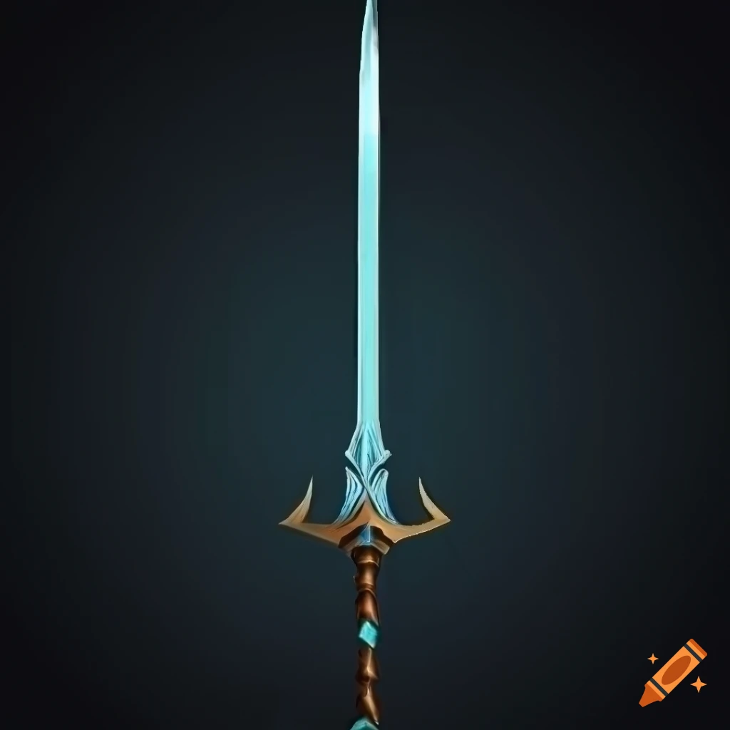 Mythic elite sword with vertical symmetry on a black background in a geometric design