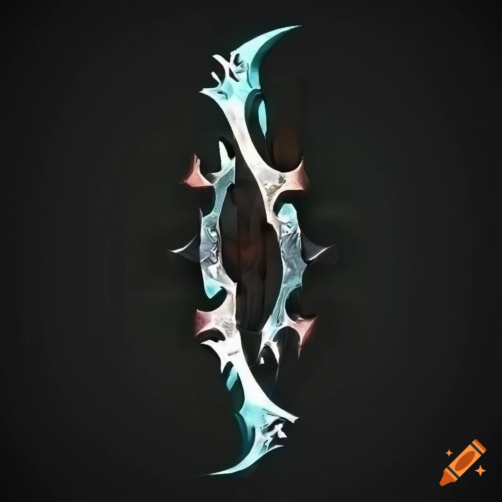 Mythic elite poison scimitar weapon with vertical symmetry on black background