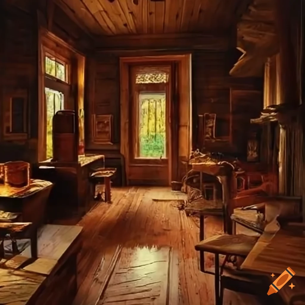 Russian traditional wooden house of a large not wealthy family in 1810 Moscow