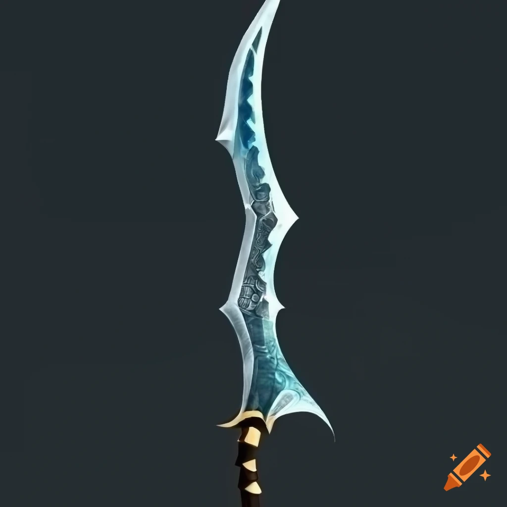 Mythic elite magic scimitar weapon with geometric design on black background