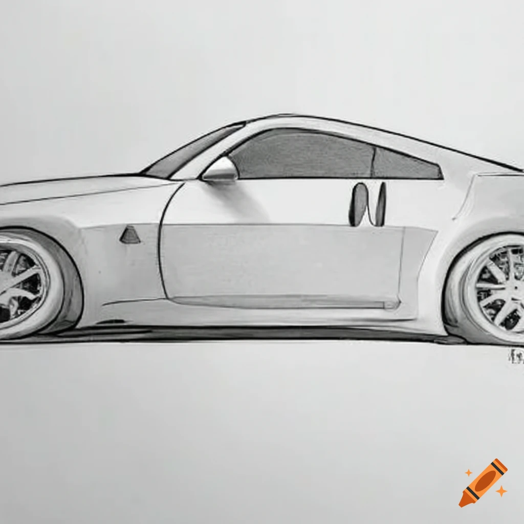 Stylish Nissan 350Z sports car with grey hood and customized rims