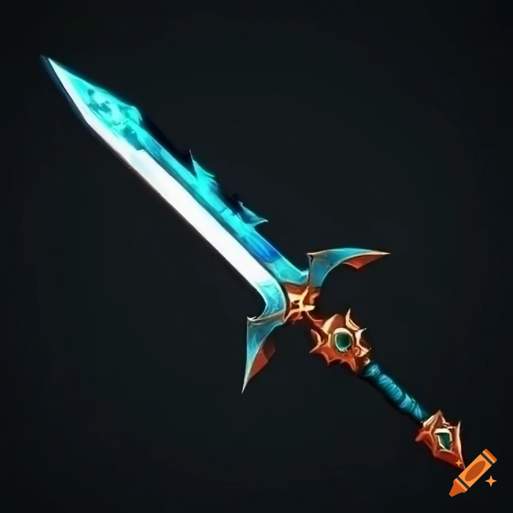 Mythic elite sword with vertical symmetry on black background