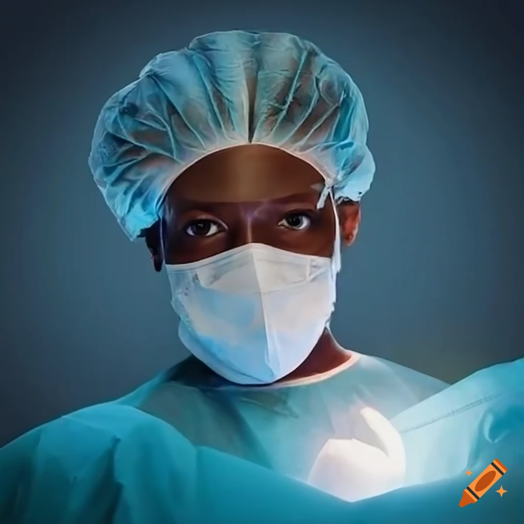 African doctor performing surgery in modern operating theater
