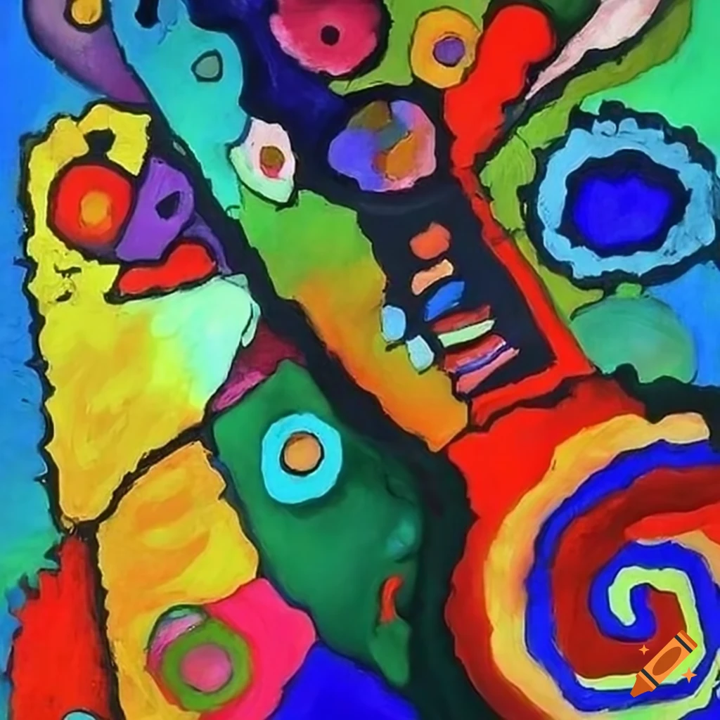 Colorful painting of a fairy tale castle by Kandinsky and Appel