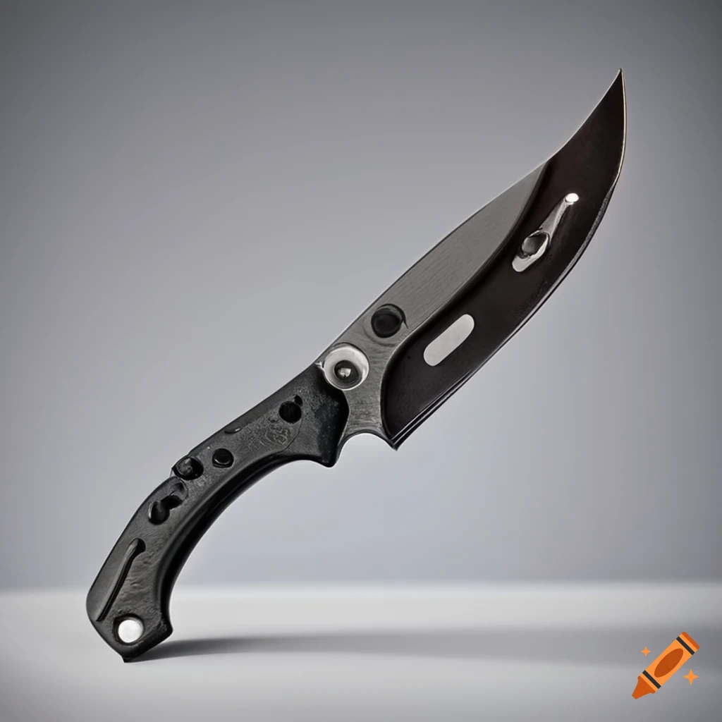 Spyderco jackknife scalpel on dark glass steel table with futuristic Japan style