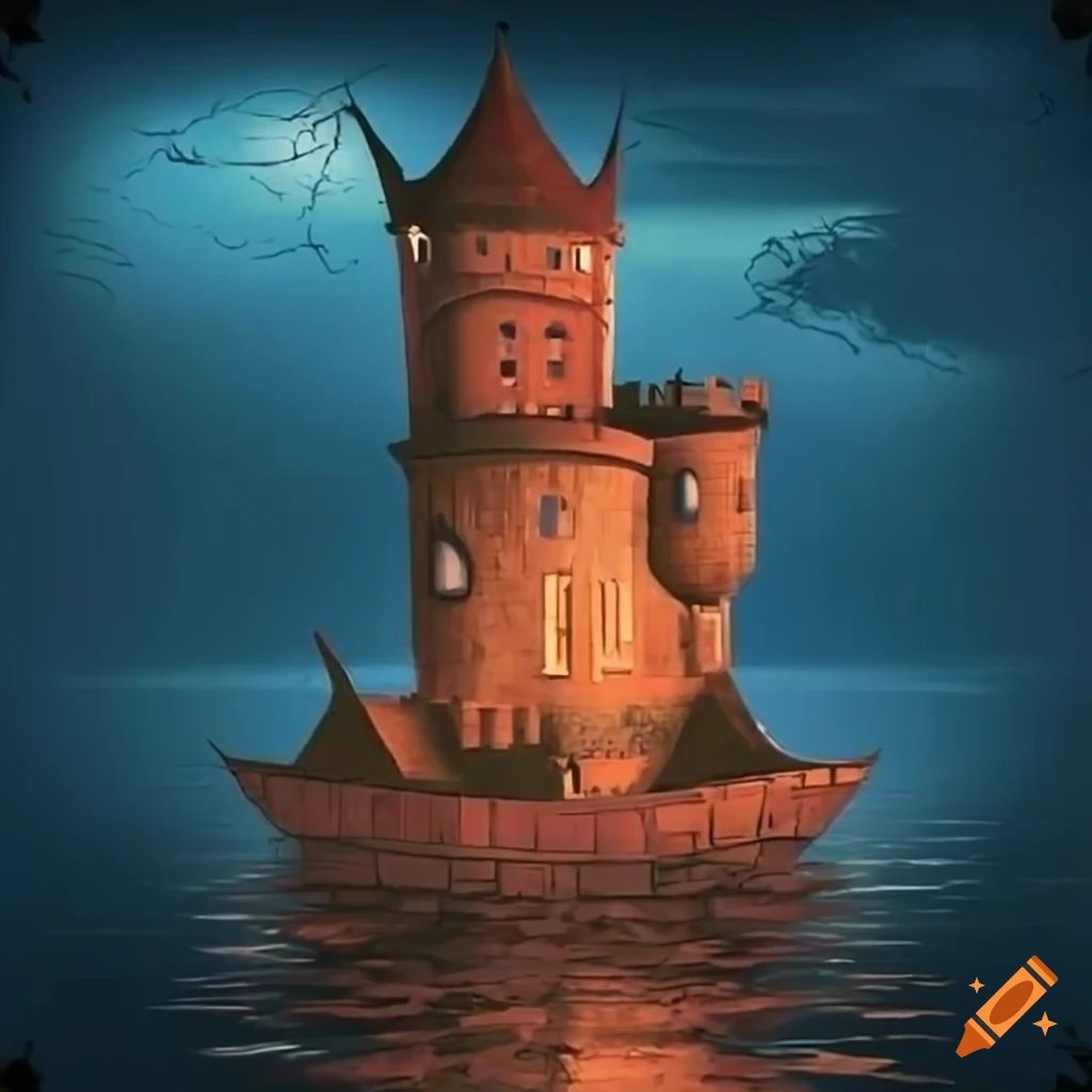 Castle tower with a Tim Burton style design