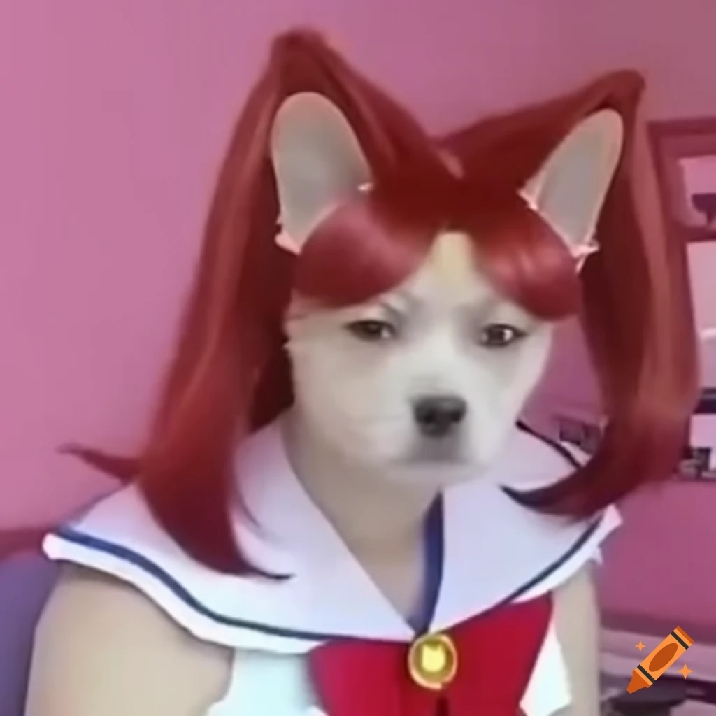 sailor-moon-inspired-dog-wearing-a-wig-in-a-cosplay-meme-on-craiyon