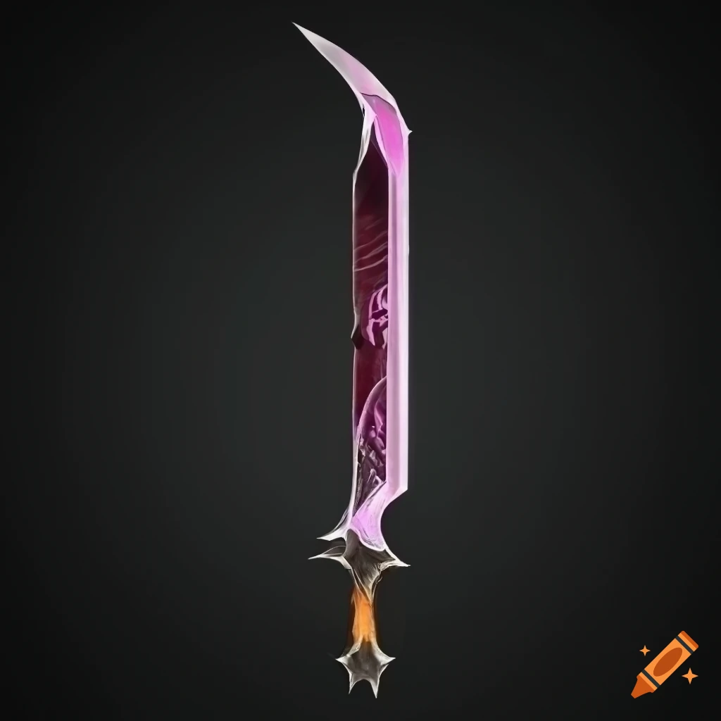 Mythic elite poison scimitar weapon with vertical symmetry on a black background