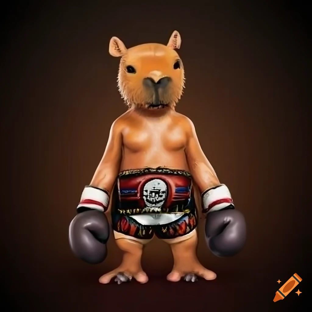 Capybara wearing Muay Thai gear