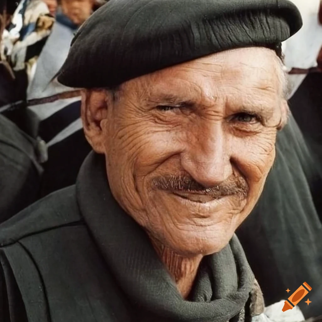 Middle-aged man with a weathered face in a bustling market