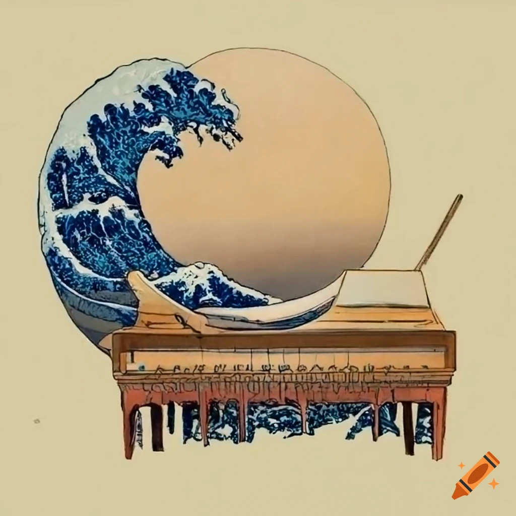 Piano inspired by Hokusai's style