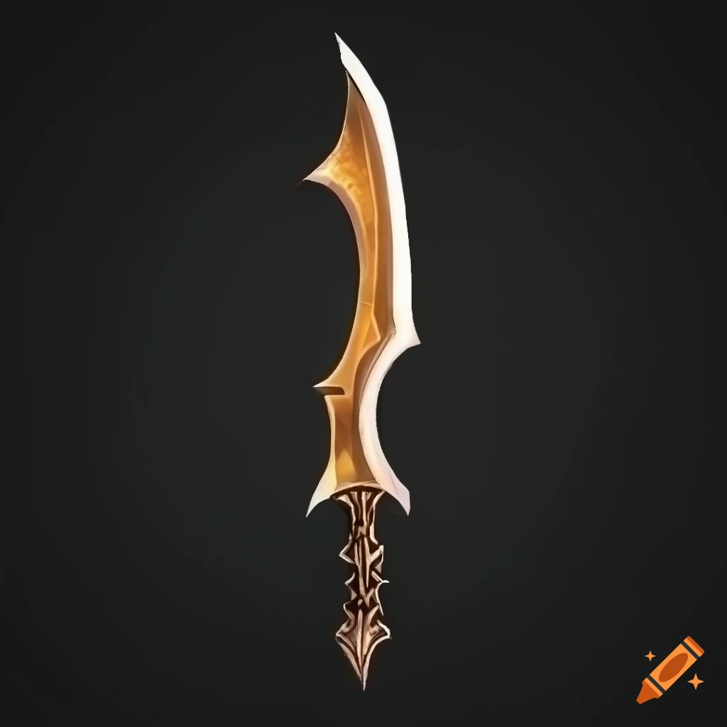 Mythic elite magic scimitar on black background with geometric design