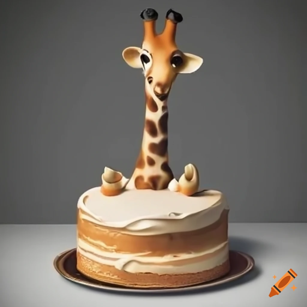 Cake riding on a giraffe on Craiyon