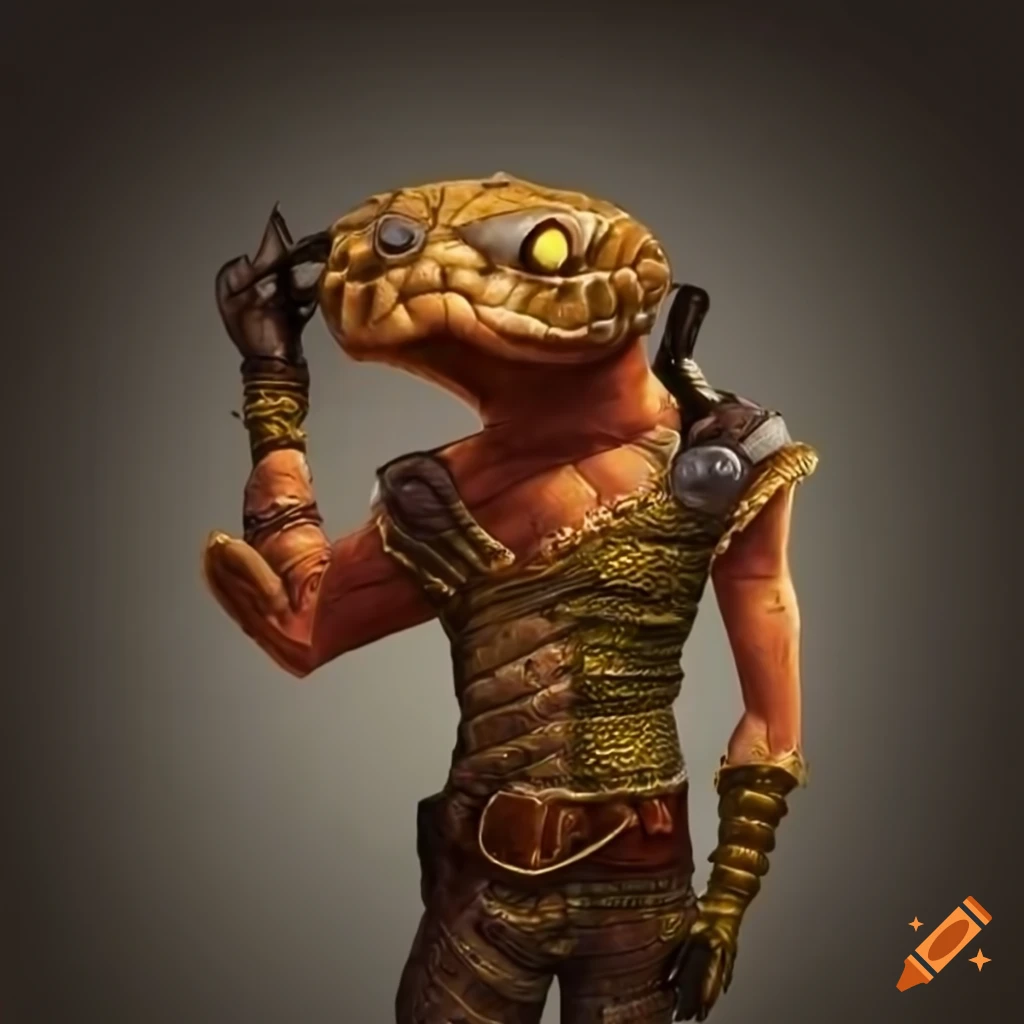 Rattlesnake humanoid dressed as a gunfighter