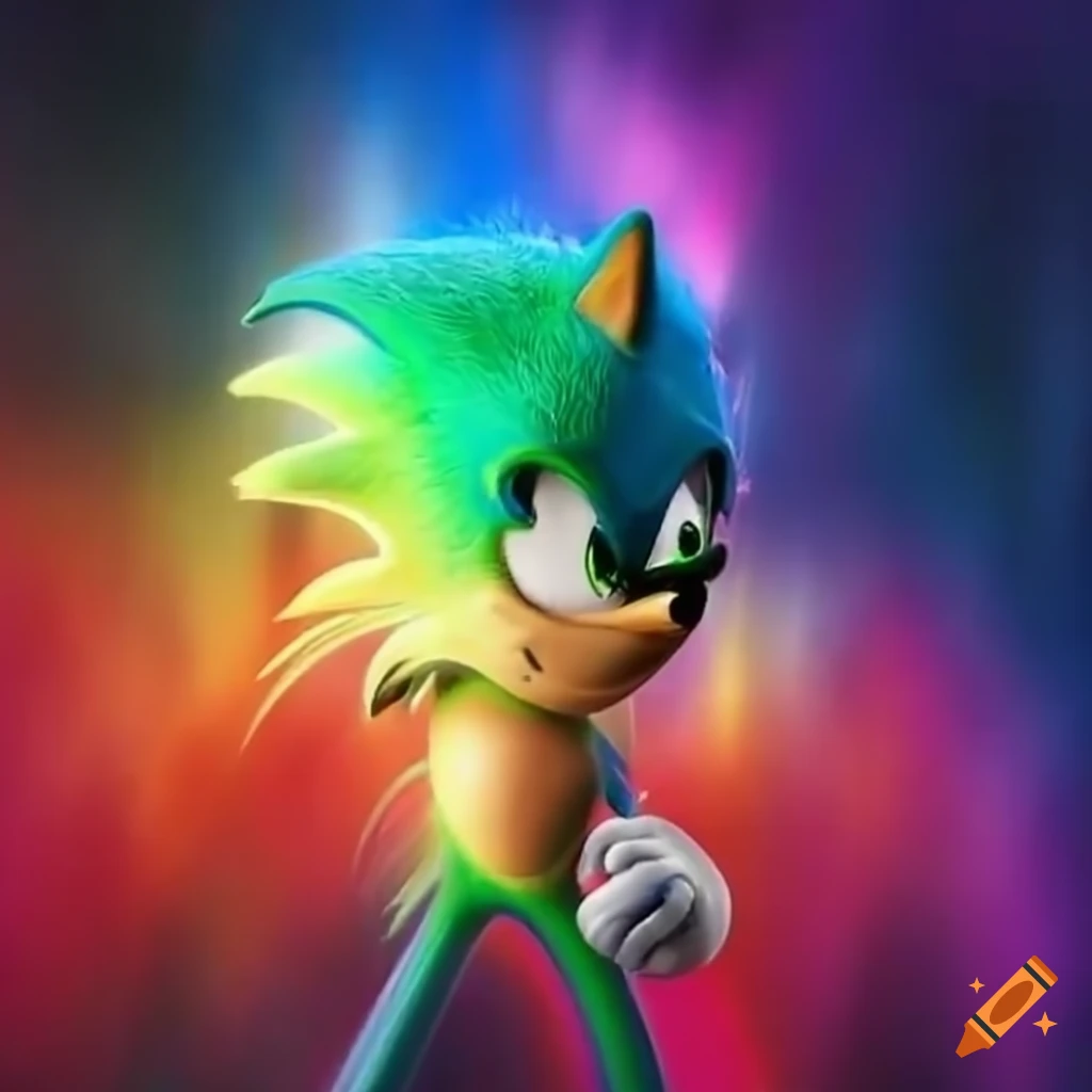 Colorful and vibrant Sonic Hedgehog joyfully dancing