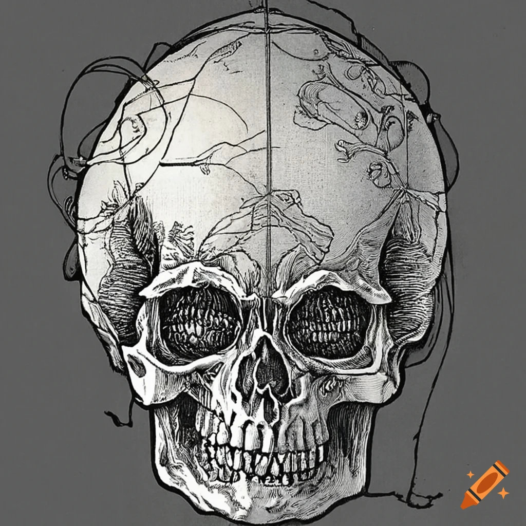 Skull-head angels engraving by Albrecht Durer