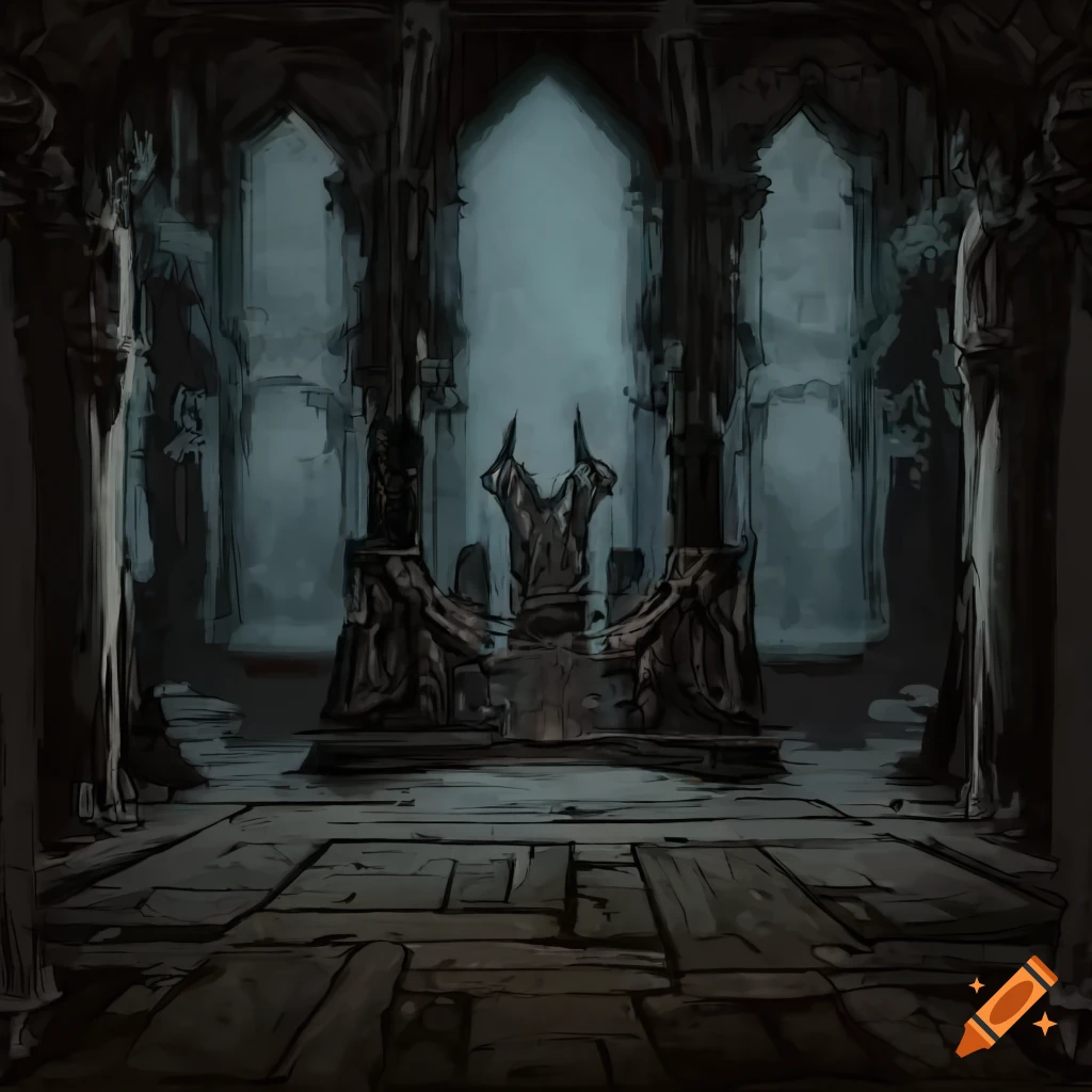 Highly detailed floor with windows and pillars in a Darkest Dungeon style