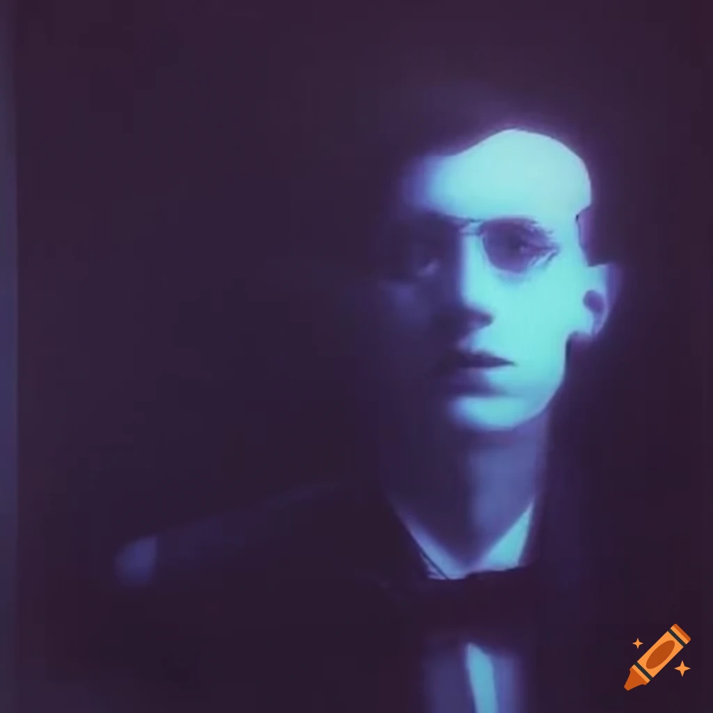 Hologram polaroid of a well-dressed man from the 1930s with a glitch effect