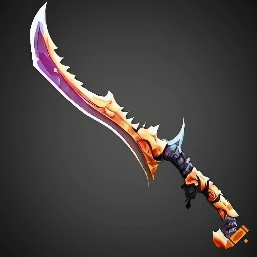 Mythic elite poison scimitar weapon with geometric design on black background