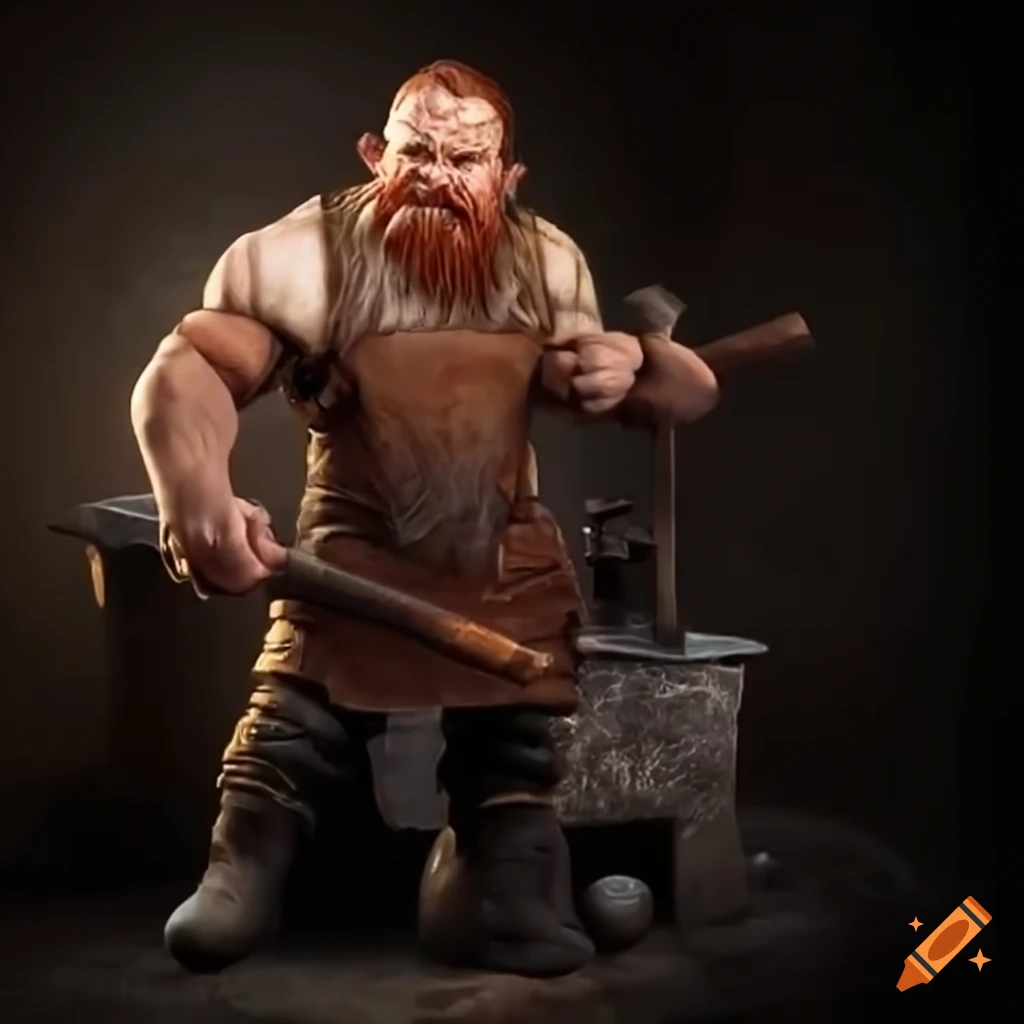 Dwarf blacksmith with tools in a detailed portrait