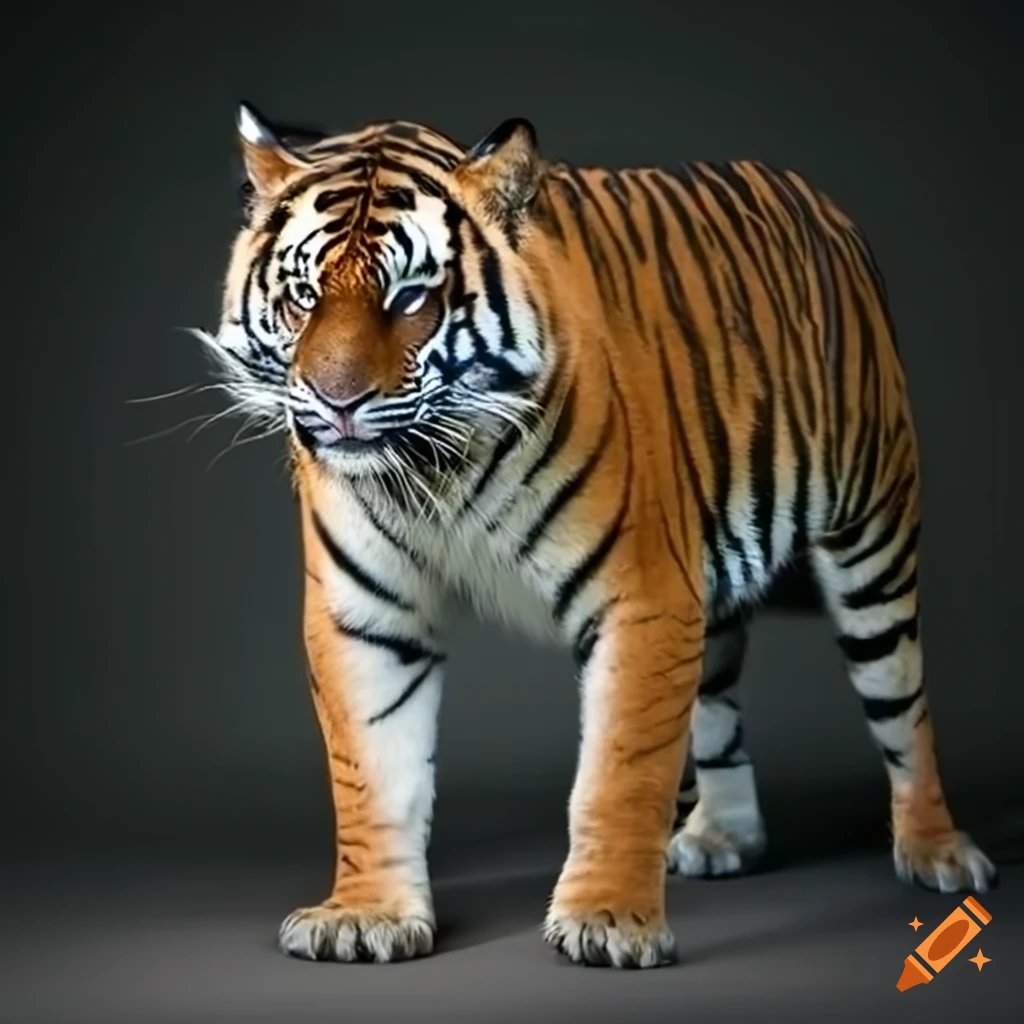Full body view of a majestic tiger